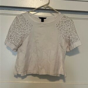 Banana Republic Cream Crop Embellished T-Shirt